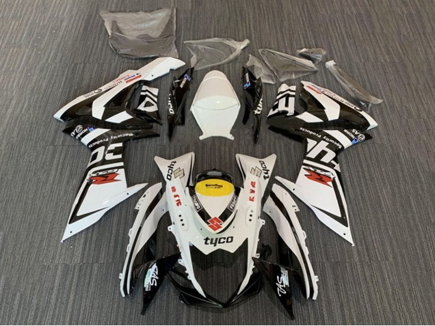 2008-2010 Suzuki GSXR 600 / GSXR 750 Motorcycle Fairings - White Yellow Black Tyco Canada