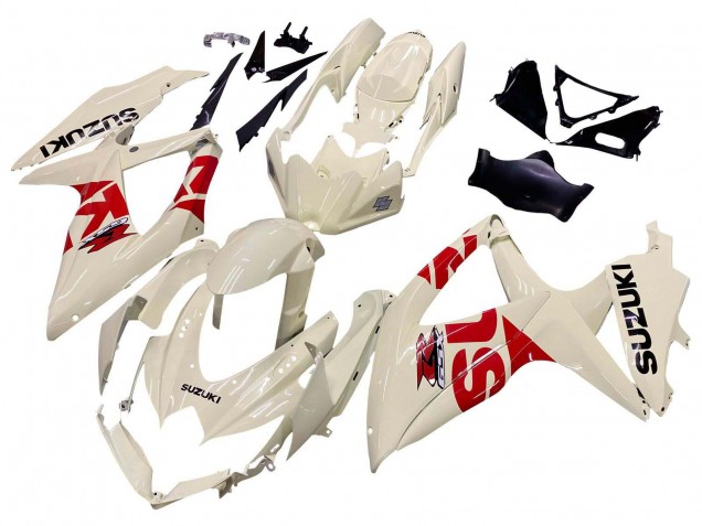 2008-2010 Suzuki GSXR 600 / GSXR 750 Motorcycle Fairings - Cream White Red Black Canada