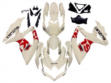 2008-2010 Suzuki GSXR 600 / GSXR 750 Motorcycle Fairings - Cream White Red Black Canada
