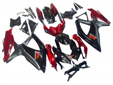 2008-2010 Suzuki GSXR 600 / GSXR 750 Motorcycle Fairing - Red Glossy Black Canada