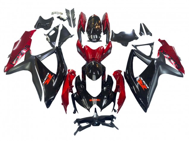 2008-2010 Suzuki GSXR 600 / GSXR 750 Motorcycle Fairing - Red Glossy Black Canada