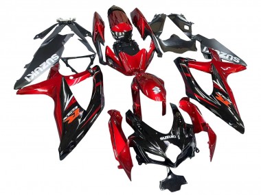 2008-2010 Suzuki GSXR 600 / GSXR 750 Motorcycle Fairings - Red Glossy Black Canada