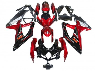 2008-2010 Suzuki GSXR 600 / GSXR 750 Motorcycle Fairings - Red Glossy Black Canada
