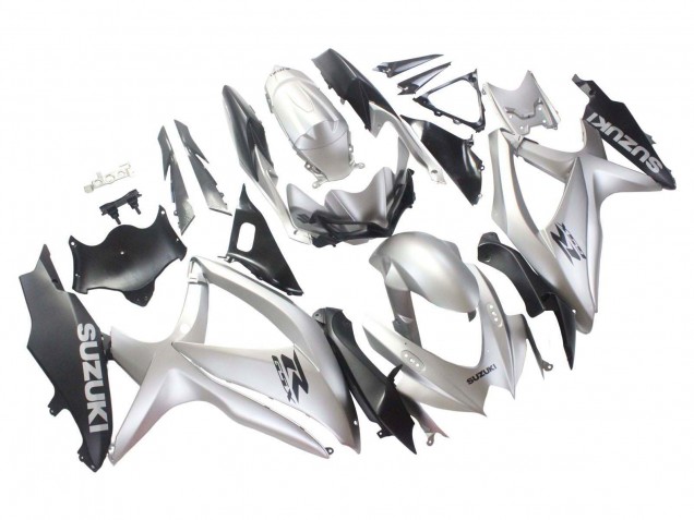 2008-2010 Suzuki GSXR 600 / GSXR 750 Motorcycle Fairings - Silver Matte Black Canada