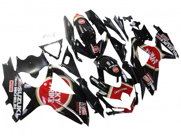 2008-2010 Suzuki GSXR 600 / GSXR 750 Motorcycle Fairings - Glossy Black Red White Motul Lucky Strike Canada