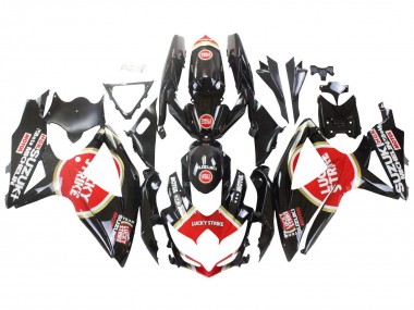 2008-2010 Suzuki GSXR 600 / GSXR 750 Motorcycle Fairings - Glossy Black Red White Motul Lucky Strike Canada