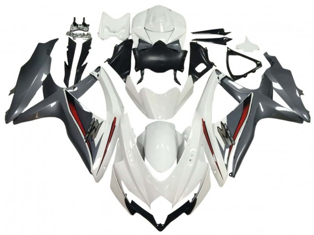 2008-2010 Suzuki GSXR 600 / GSXR 750 Motorcycle Fairings - White Grey Red Canada