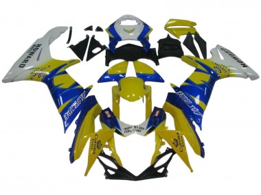 2011-2024 Suzuki GSXR 600 / GSXR 750 Motorcycle Fairings - White Yellow Blue Alstare Corona Extra Canada