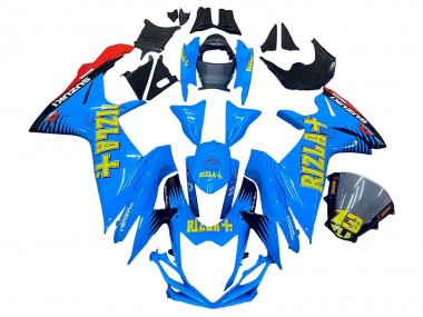 2011-2024 Suzuki GSXR 600 / GSXR 750 Motorcycle Fairings - Blue Gold Red Black Rizla Canada