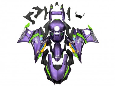 2019-2021 Yamaha YZF R3/R25 Motorcycle Fairings - Purple Green White EVA Racing Canada