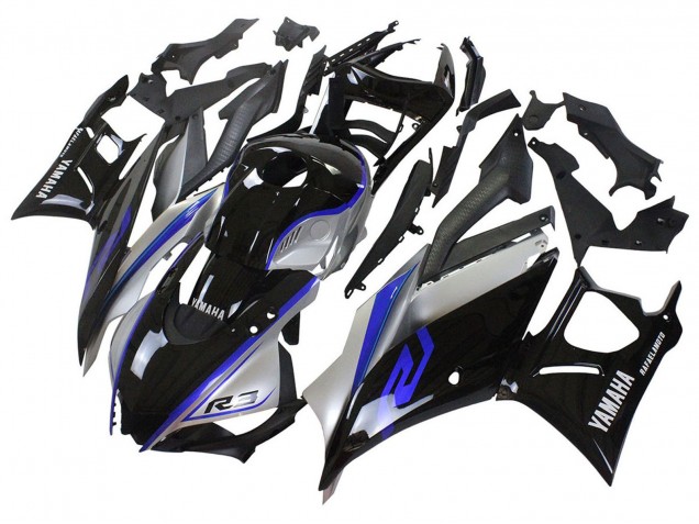 2022-2024 Yamaha YZF R3/R25 Motorcycle Fairings - Silver Blue Glossy Black Canada