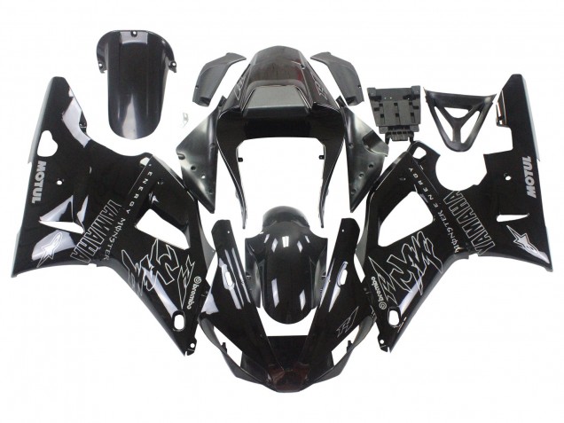 2000-2001 Yamaha YZF 1000 R1 Motorcycle Fairings - Glossy Black White Monster Motul Canada