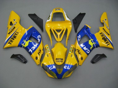 2000-2001 Yamaha YZF 1000 R1 Motorcycle Fairings - White Yellow Blue Motul Camel Canada