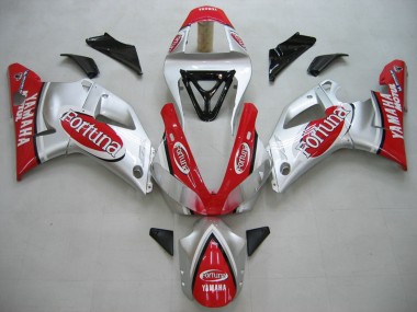 2000-2001 Yamaha YZF 1000 R1 Motorcycle Fairings - Silver Red Fortuna Motul Canada