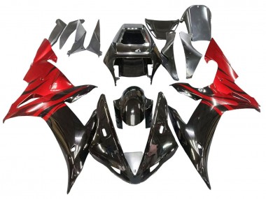2002-2003 Yamaha YZF 1000 R1 Motorcycle Fairings - Glossy Black Red Flame Canada