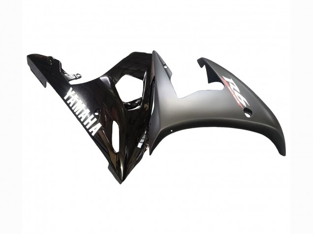 2003-2004 Yamaha YZF R6 Motorcycle Fairings - Glossy Black Matte Black White Decals Canada