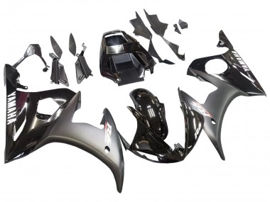 2006-2009 Yamaha YZF R6S Motorcycle Fairings - Glossy Black Matte Black White Decals Canada