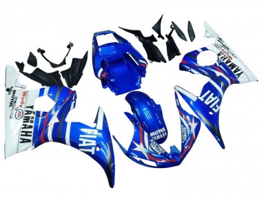 2006-2009 Yamaha YZF R6S Motorcycle Fairings - White Blue Fiat Motul Kastinee Canada