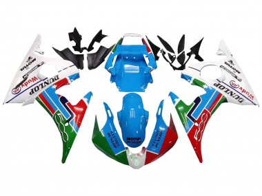 2003-2004 Yamaha YZF R6 Motorcycle Fairings - White Blue Green Red Kastinee Dunlop Motul Canada