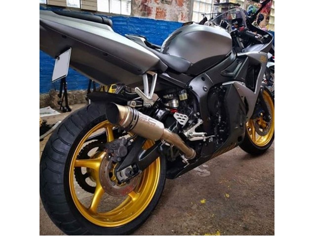 2003-2004 Yamaha YZF R6 Motorcycle Fairings - Matte Grey Matte Black Gold Decals Canada