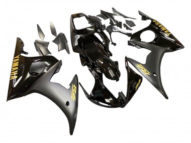 2006-2009 Yamaha YZF R6S Motorcycle Fairings - Glossy Black Matte Black Gold Decals Canada