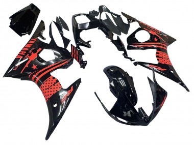2006-2009 Yamaha YZF R6S Motorcycle Fairing - Glossy Black Red Canada