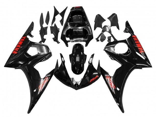 2003-2004 Yamaha YZF R6 Motorcycle Fairings - Glossy Black Red Canada