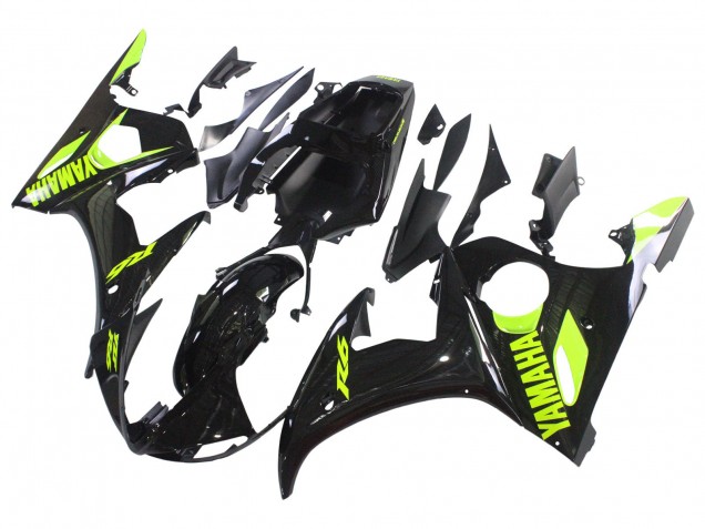 2003-2004 Yamaha YZF R6 Motorcycle Fairings - Glossy Black Neon Yellow Canada