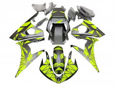 2003-2004 Yamaha YZF R6 Motorcycle Fairings - Neon Green Matte Black Geometric Canada