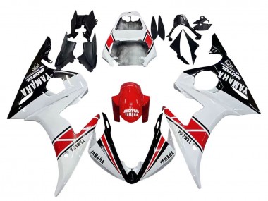 2006-2009 Yamaha YZF R6S Motorcycle Fairings - White Red Glossy Black Motul Canada