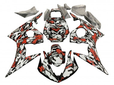 2006-2009 Yamaha YZF R6S Motorcycle Fairings - Black Red Grey Camouflage Canada