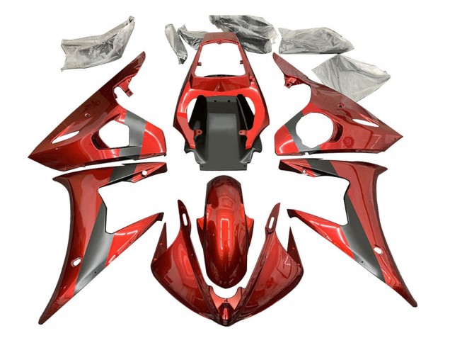 2006-2009 Yamaha YZF R6S Motorcycle Fairings - Red Matte Black Canada