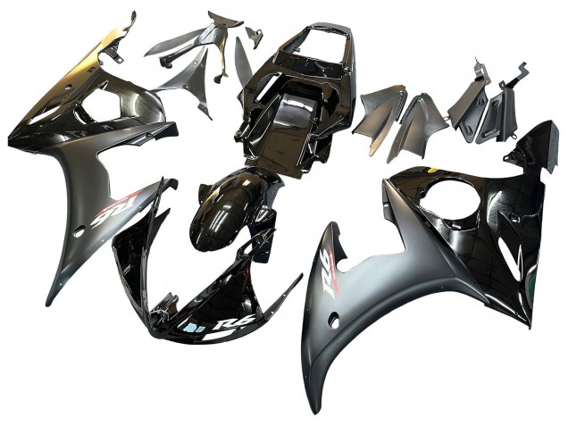 2003-2004 Yamaha YZF R6 Motorcycle Fairings - Glossy Black Matte Black Gold Chameleon Canada