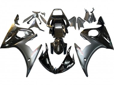 2003-2004 Yamaha YZF R6 Motorcycle Fairings - Glossy Black Matte Black Gold Chameleon Canada
