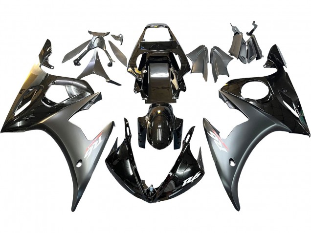 2003-2004 Yamaha YZF R6 Motorcycle Fairings - Glossy Black Matte Black Gold Chameleon Canada