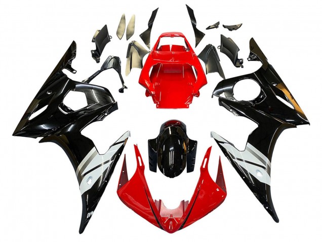 2005 Yamaha YZF 600 R6 Motorcycle Fairings - Red White Glossy Black Canada