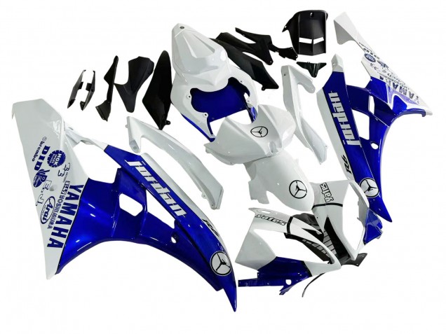 2006-2007 Yamaha YZF 600 R6 Motorcycle Fairings - White Blue Jordan Canada
