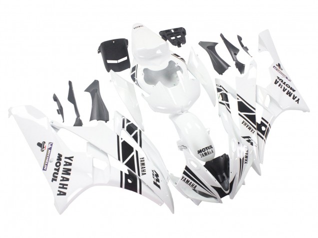 2006-2007 Yamaha YZF 600 R6 Motorcycle Fairings - White Glossy Black Motul Michelin Canada