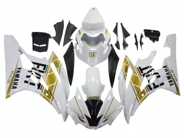 2006-2007 Yamaha YZF 600 R6 Motorcycle Fairings - White Gold Black Fiat Canada