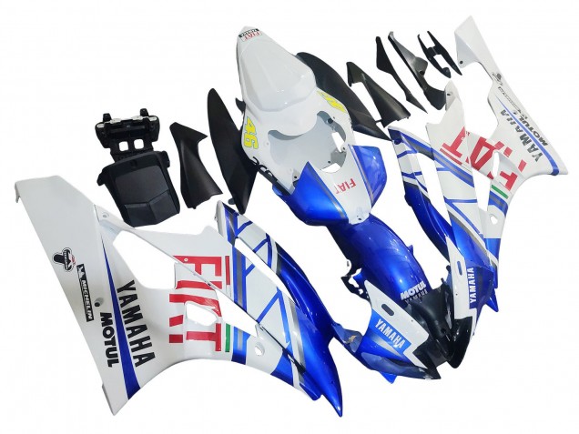 2006-2007 Yamaha YZF 600 R6 Motorcycle Fairings - White Blue Red Fiat Motul Michelin Canada