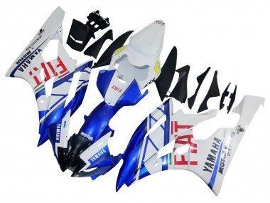 2006-2007 Yamaha YZF 600 R6 Motorcycle Fairings - White Blue Red Fiat Motul Michelin Canada