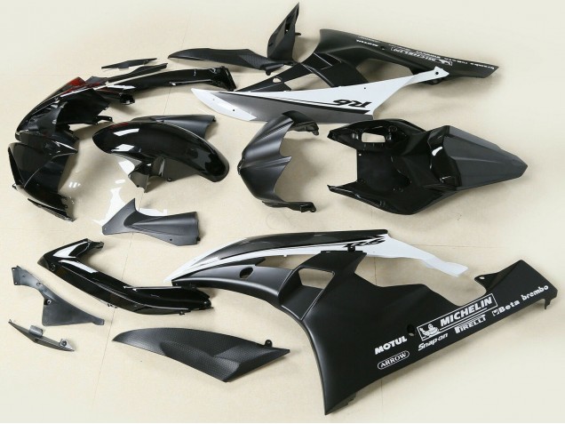 2006-2007 Yamaha YZF 600 R6 Motorcycle Fairings - Glossy Black Matte Black White Motul Michelin Canada