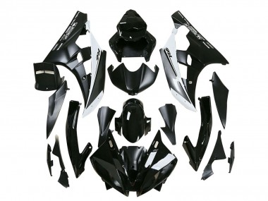 2006-2007 Yamaha YZF 600 R6 Motorcycle Fairings - Glossy Black Matte Black White Motul Michelin Canada