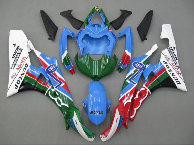 2006-2007 Yamaha YZF 600 R6 Motorcycle Fairings - Blue Green White Red Dunlop Michelin Motul Canada