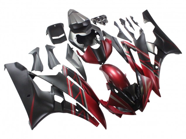 2006-2007 Yamaha YZF 600 R6 Motorcycle Fairings - Red Matte Black Canada