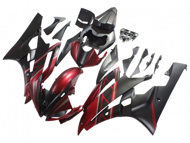 2006-2007 Yamaha YZF 600 R6 Motorcycle Fairings - Red Matte Black Canada