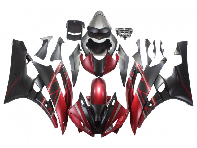 2006-2007 Yamaha YZF 600 R6 Motorcycle Fairings - Red Matte Black Canada