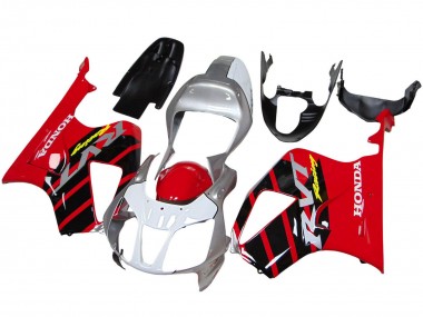2000-2006 Honda VTR1000 Motorcycle Fairings - Silver Red Black Stripe Racing Canada