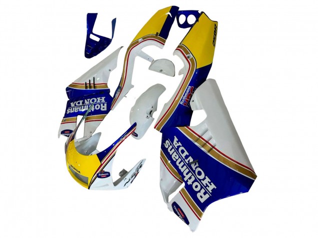 1994-1996 Honda NSR250 Motorcycle Fairings - White Blue Yellow Gold Rothmans Canada