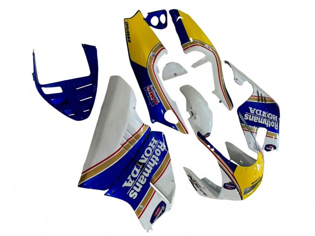 1994-1996 Honda NSR250 Motorcycle Fairings - White Blue Yellow Gold Rothmans Canada